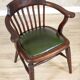 Early-20th Century Beech Desk Chair with Leather Seat, 1950s