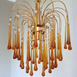 Orange water drop chandelier 70s