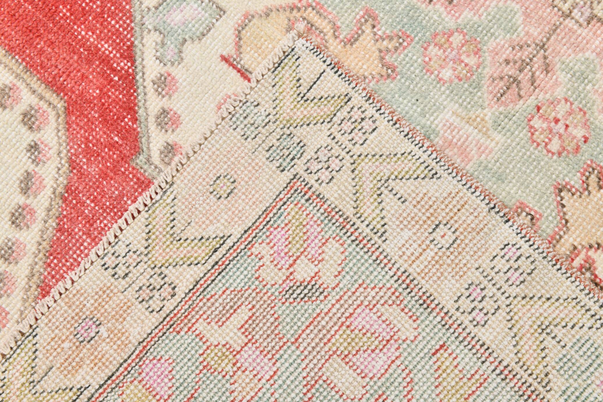 4x7 Red & Cream Antique Vintage Rug, 129x216Cm SK 22247