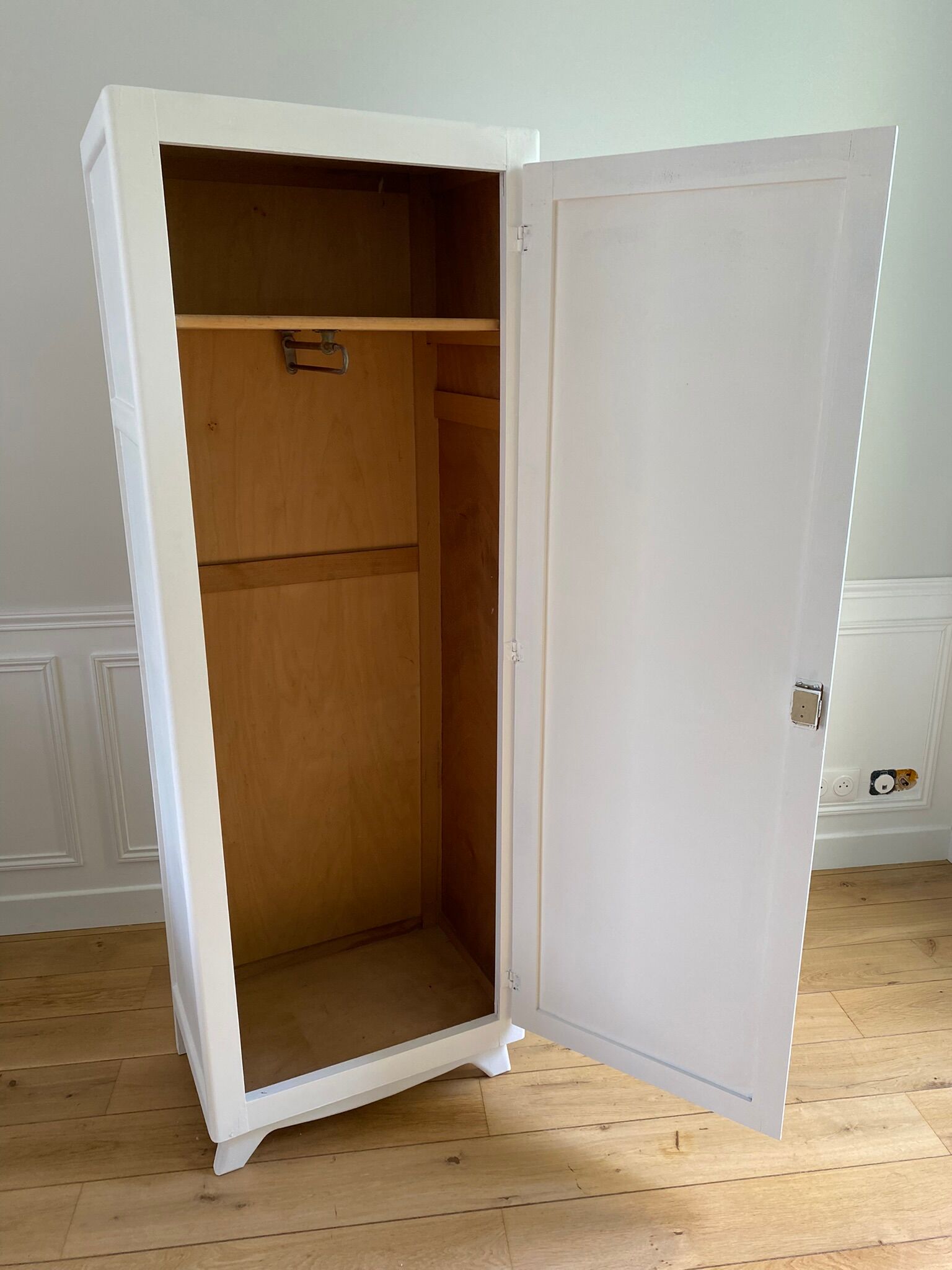 Parisian wardrobe / vintage wardrobe, painted white