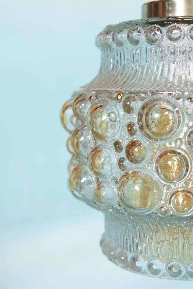 Vintage Scandinavian glass pendant, bubble glass pendant.