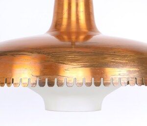 Vintage copper and glass pendant lamp by Jørn Utzon, 1940s
