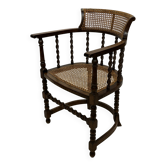 Fauteuil de capitaine classique en rotin tressé antique Barley Twist
