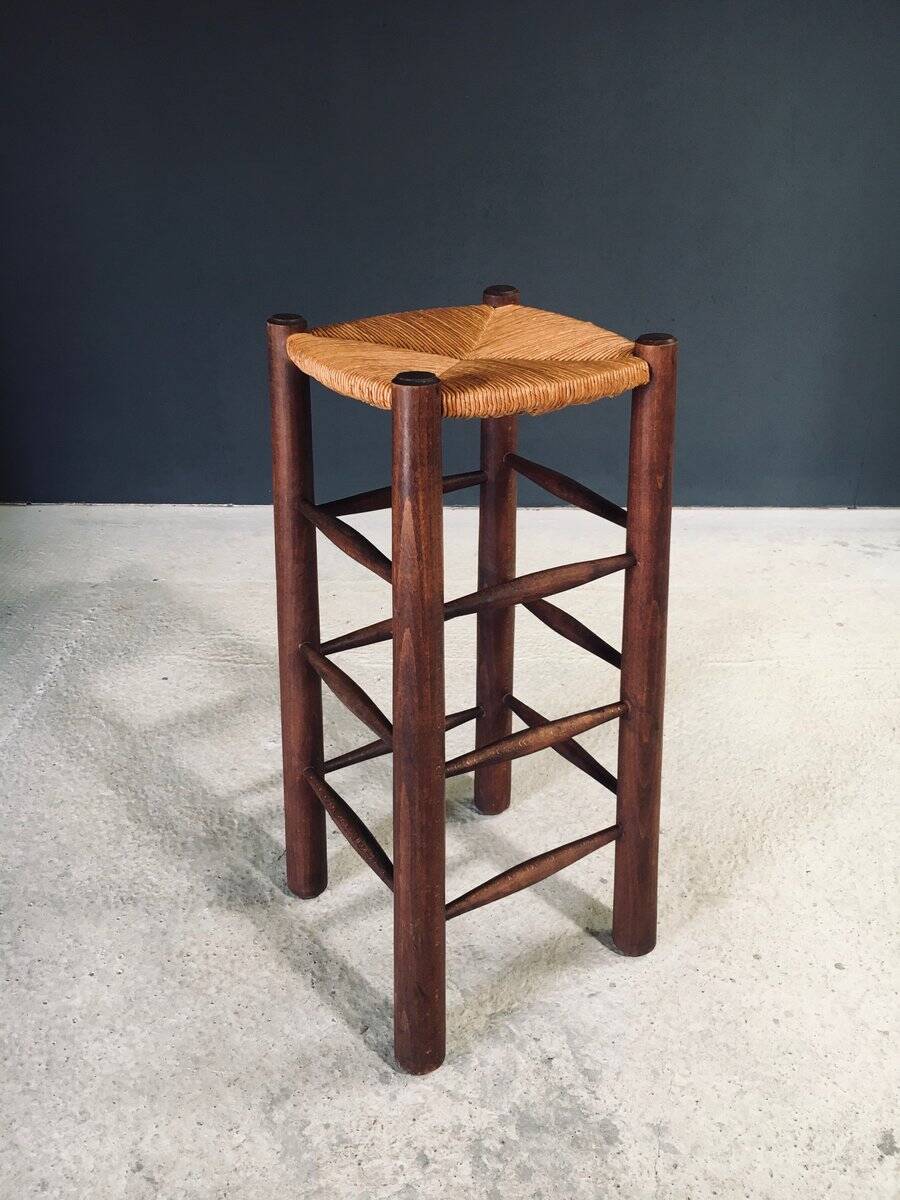 Brutalist bar stool by Charles Dudouyt, France, 1940s.