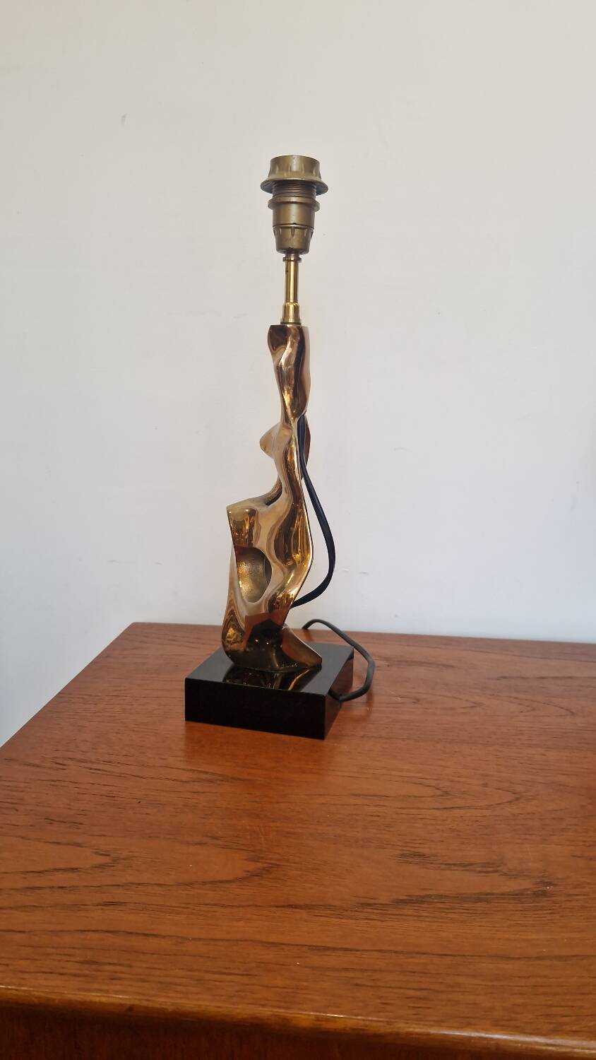 Michel Jaubert, gilt bronze lamp base. 1970s