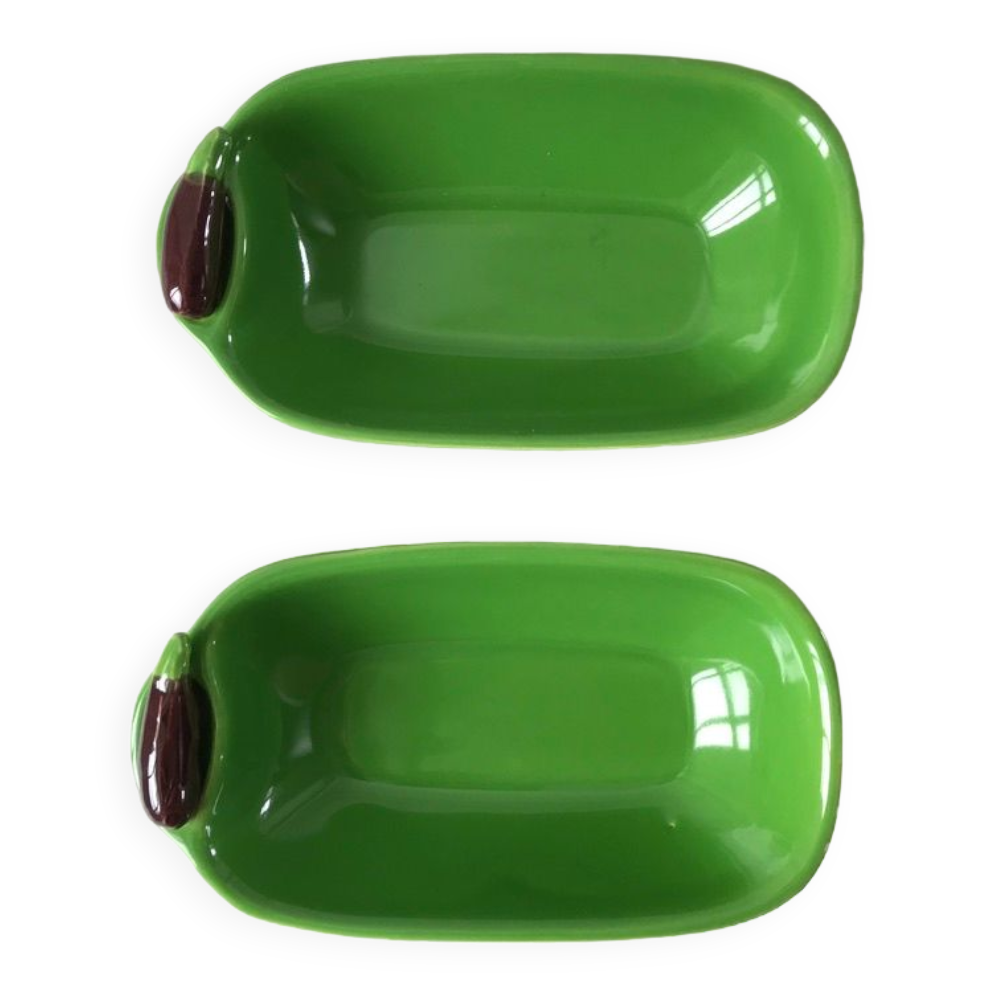 Pair of pocket saint clément model aubergine barbotine years 60-70