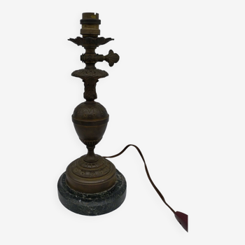 Bronze/brass lamp base. Late 19th century. Electrified. Works.