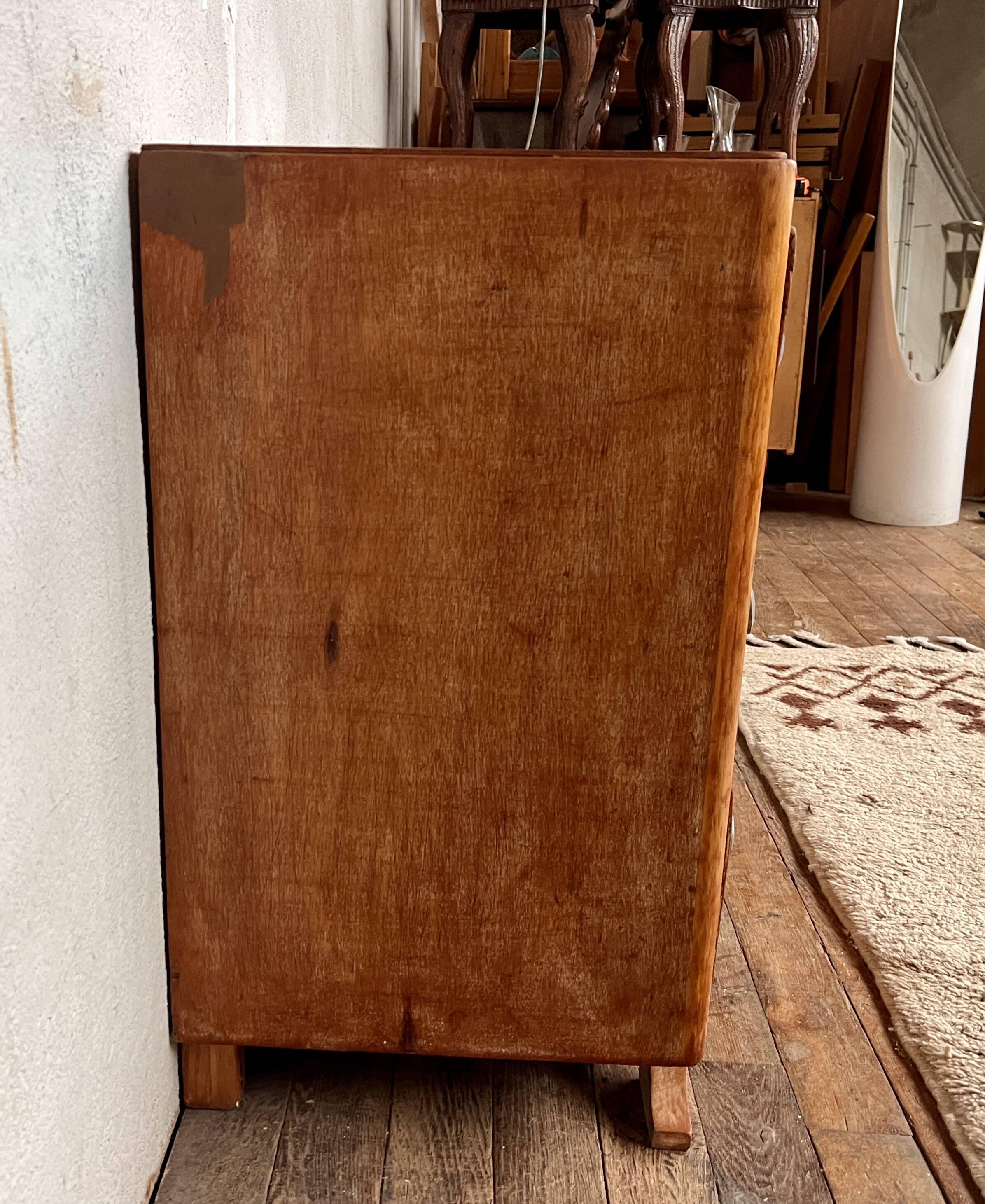 vintage art deco chest of drawers with compass feet