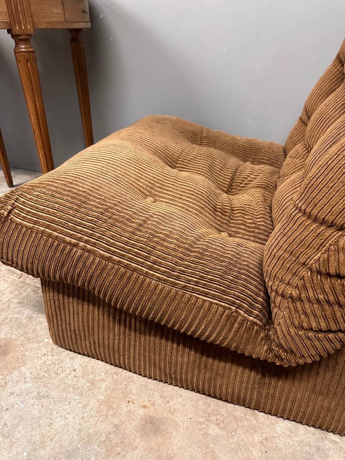 Vintage brown corduroy armchair from the 70s