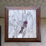 Solid wood side table with marble top