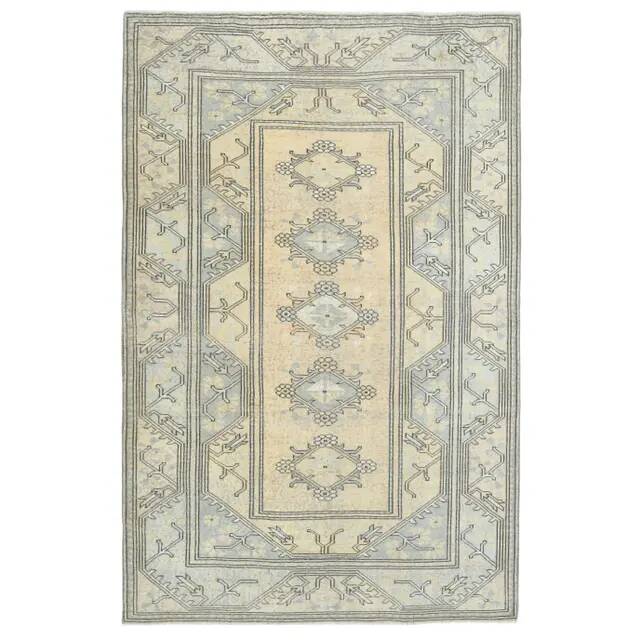 1970s Vintage Turkish Oushak Handmade Wool Cotton Orange Area Rug  170x263