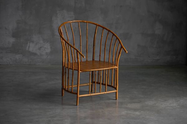 Fauteuils rustiques en bambou Wabi Sabi, France, années 1970