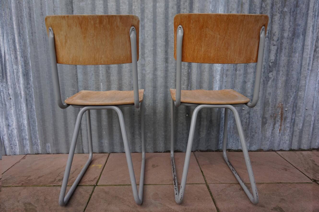Industrial vintage Chairs Willem Hendrik Gispen for Gispen 1950s, Set of 2