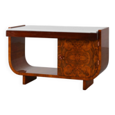 Cabinet Art Déco belge en placage de bouleau avec marbre et verre, vers 1930