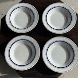 Set of 4 Italian deep plates Ceramica Quadrifoglio with blue rim D22