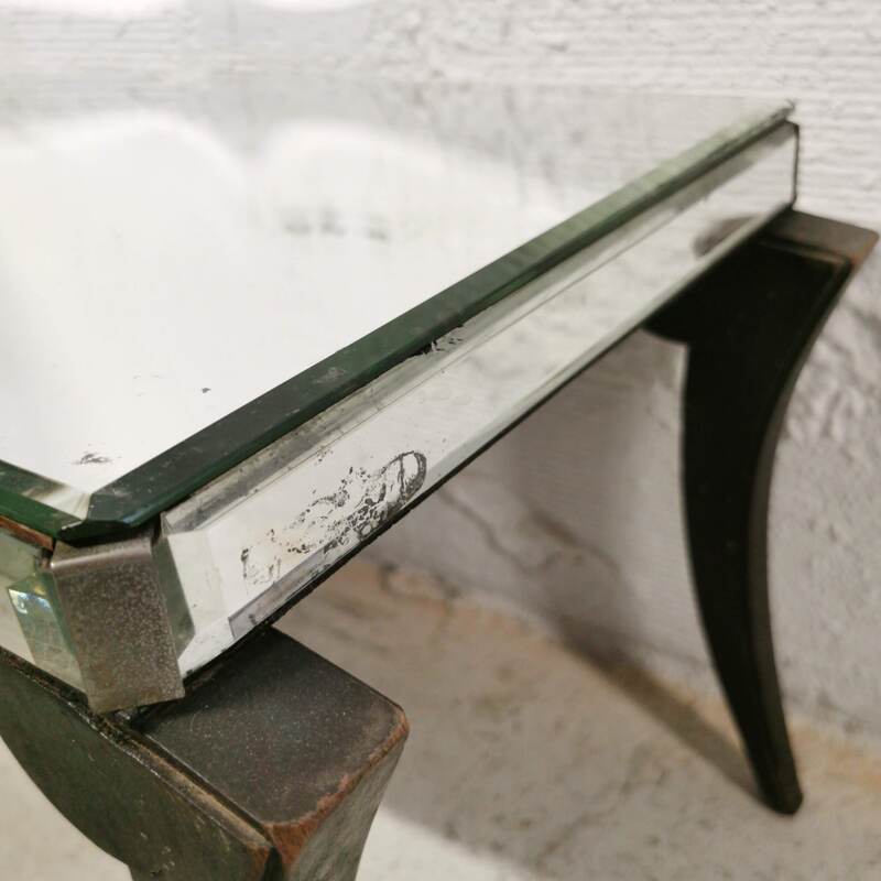 Table basse art déco plateau miroir biseauté
