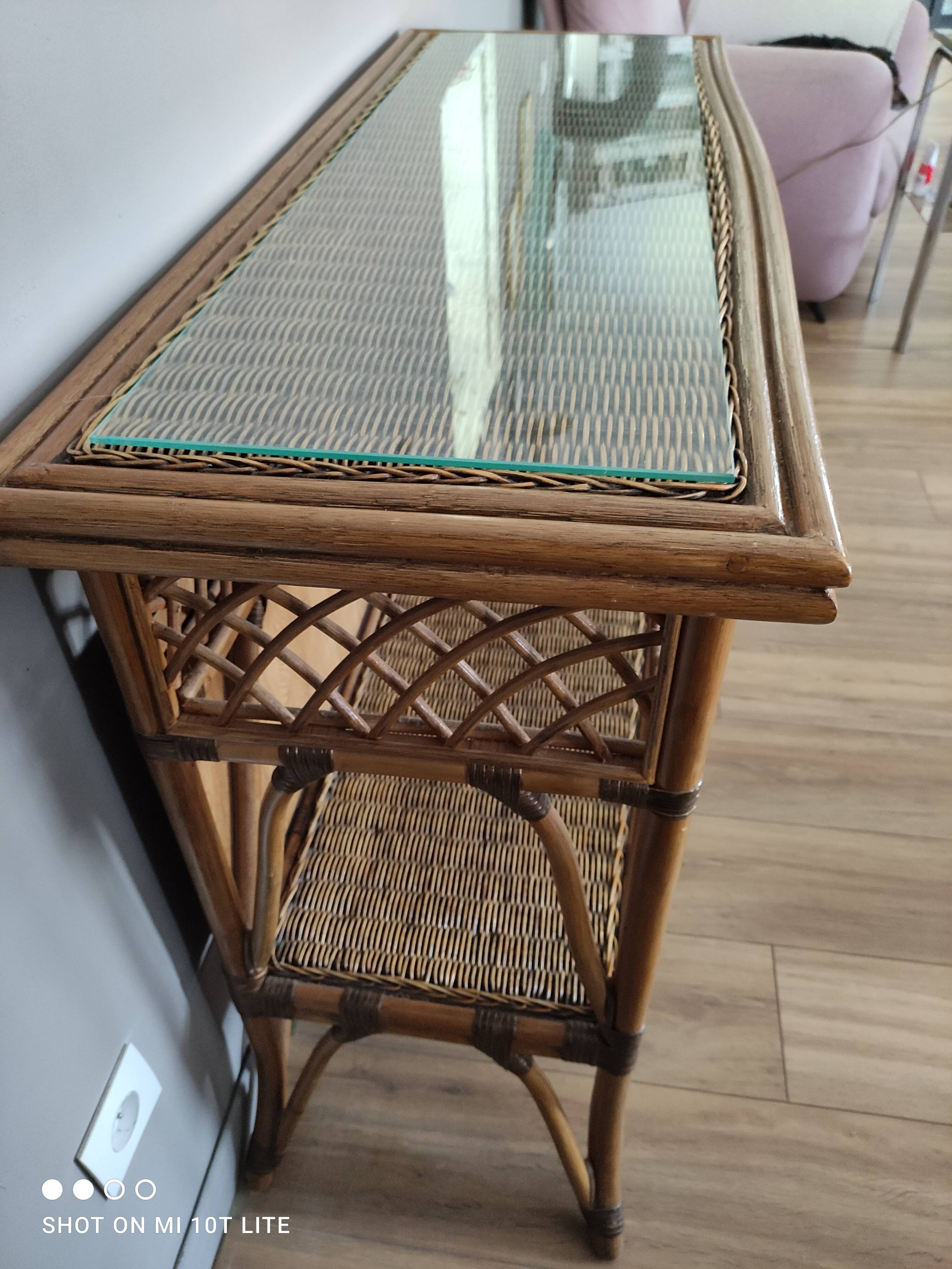 Vintage rattan console