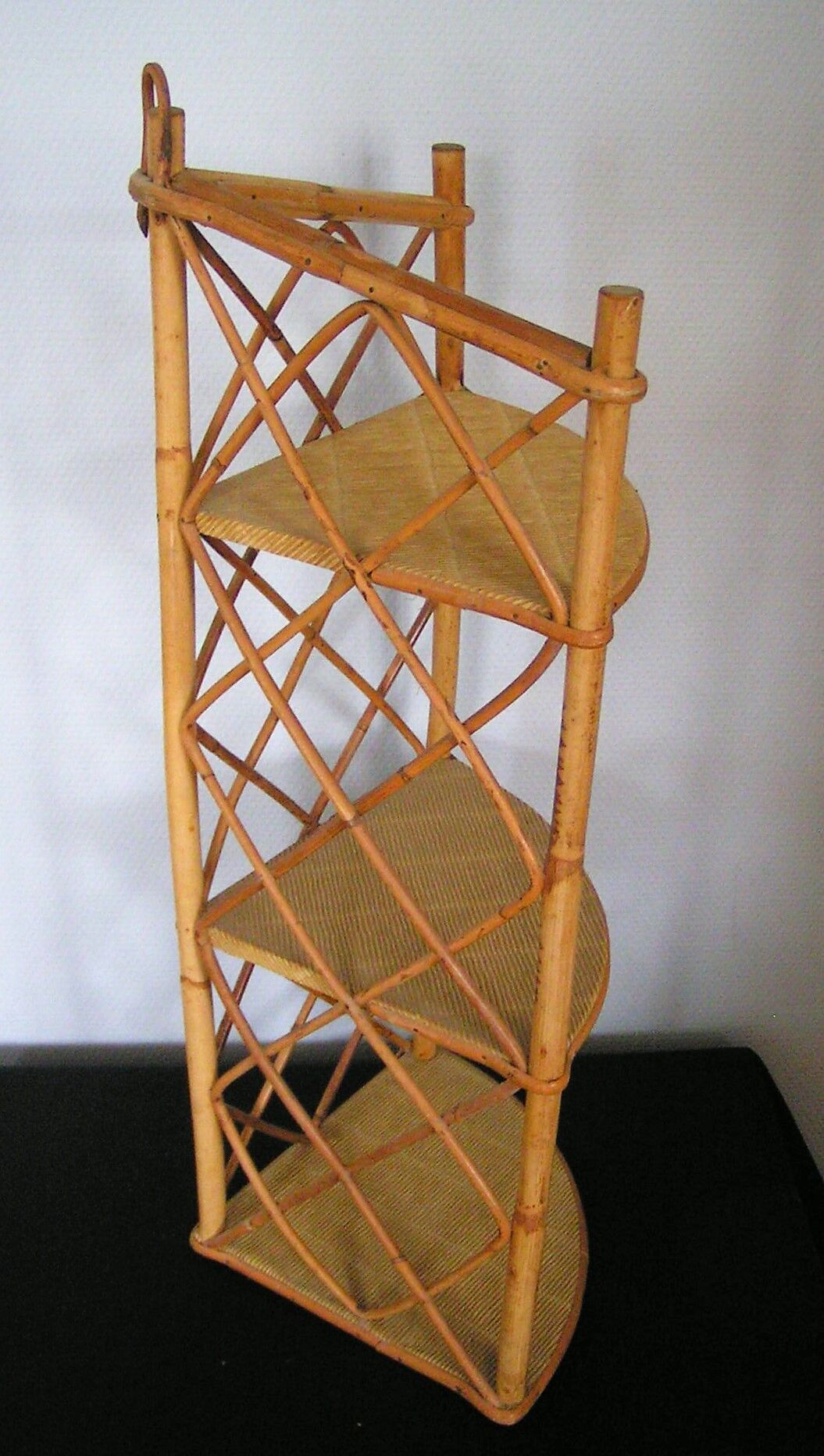 Rattan wall corner shelf