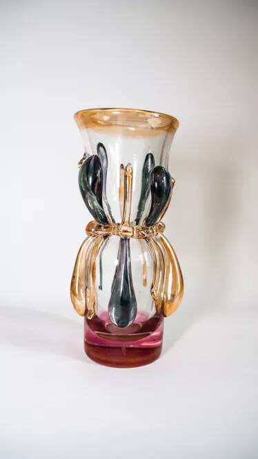Ion Tamaian mouth-blown glass vase