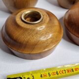 Set of 4 Myrtle Wood Candle Holders with Brass Inserts, Made in Port Orford, Oregon