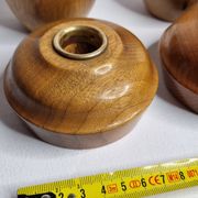 Set of 4 Myrtle Wood Candle Holders with Brass Inserts, Made in Port Orford, Oregon