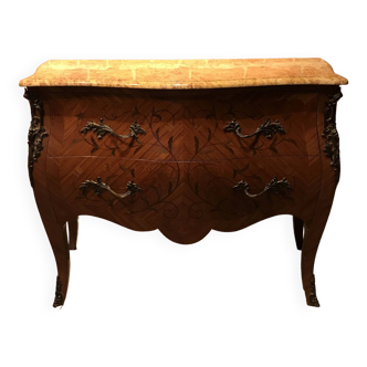 Commode Louis XV avec plateau en marbre rose