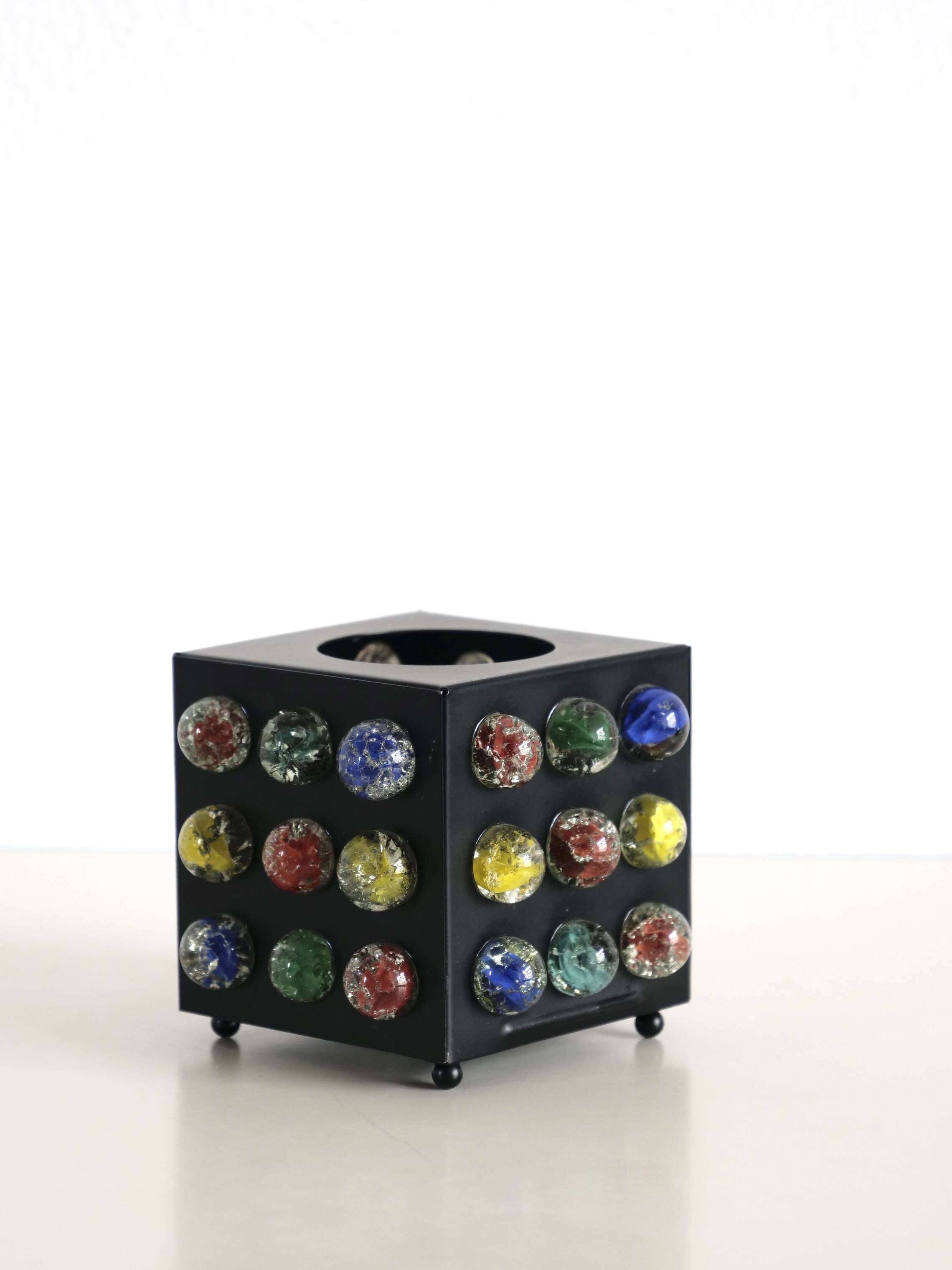 Japanese tealight holder of colored glass beads