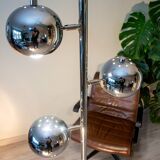 Space age eye ball floor lamp, chrome steel