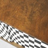 Mid-century modern scandinavian walnut sideboard with op-art pattern, 1960s