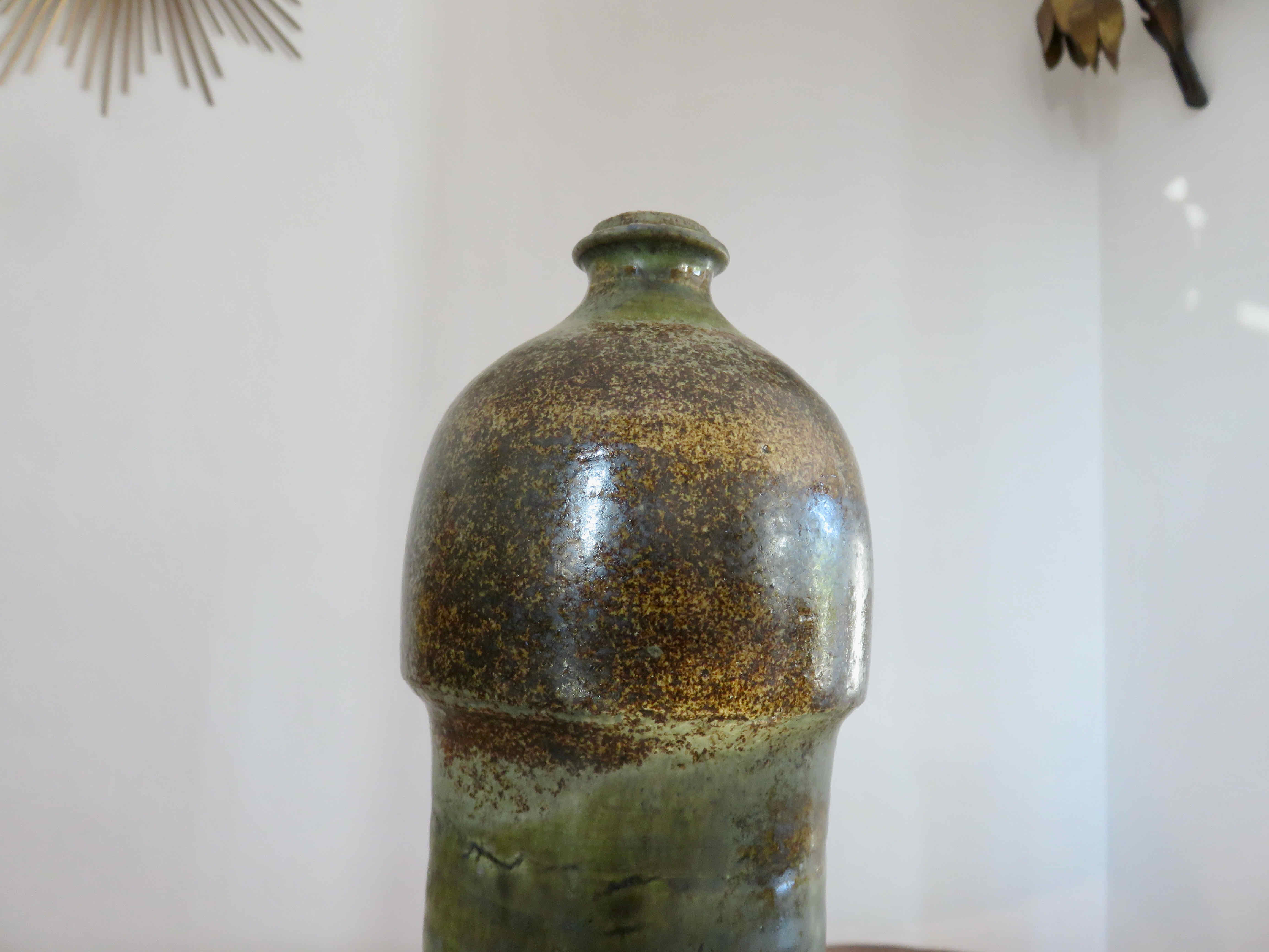 Glazed glazed sandstone soliflore vase 1960