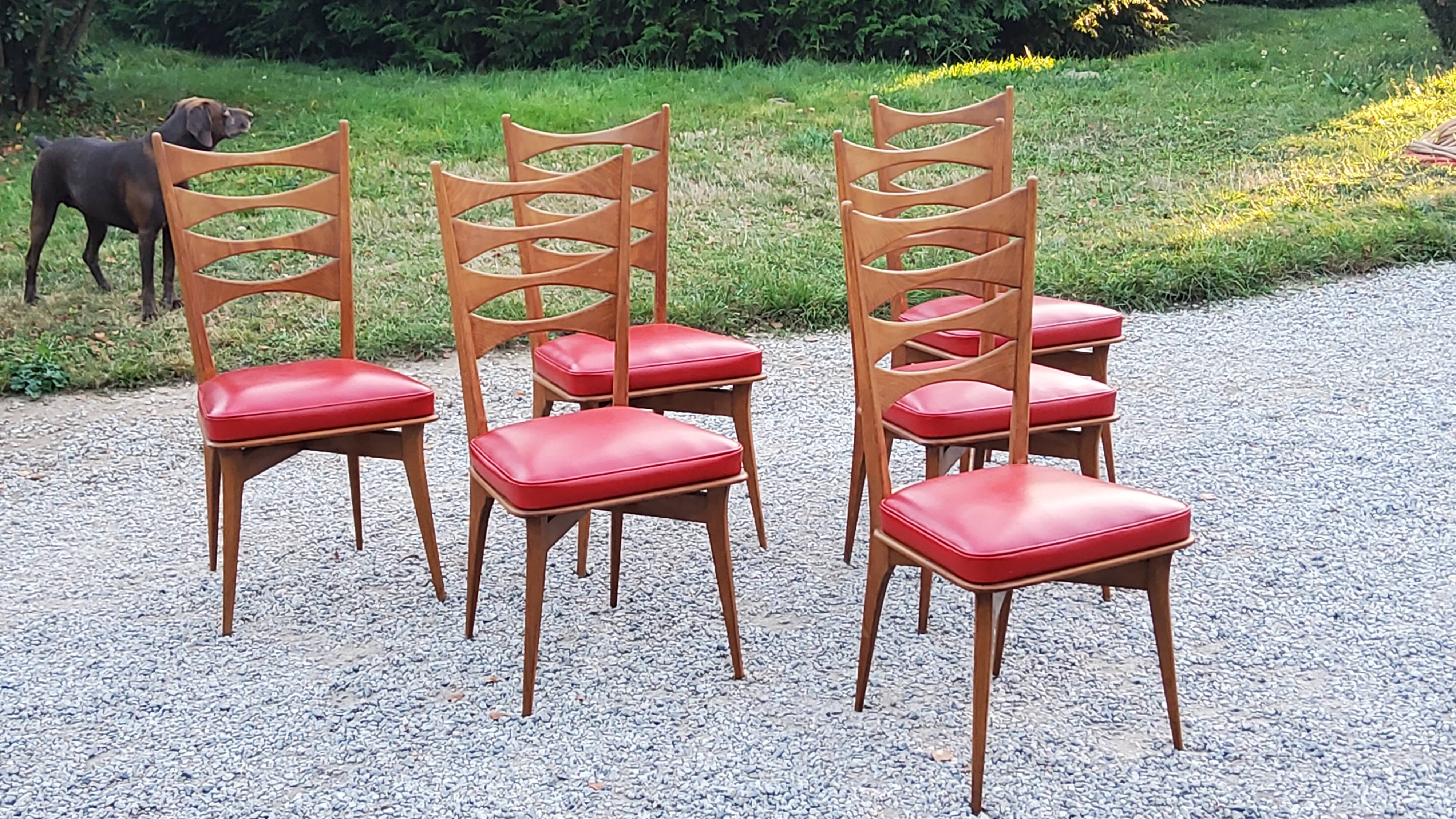 Set of 6 vintage Scandinavian style chairs from the 50s
