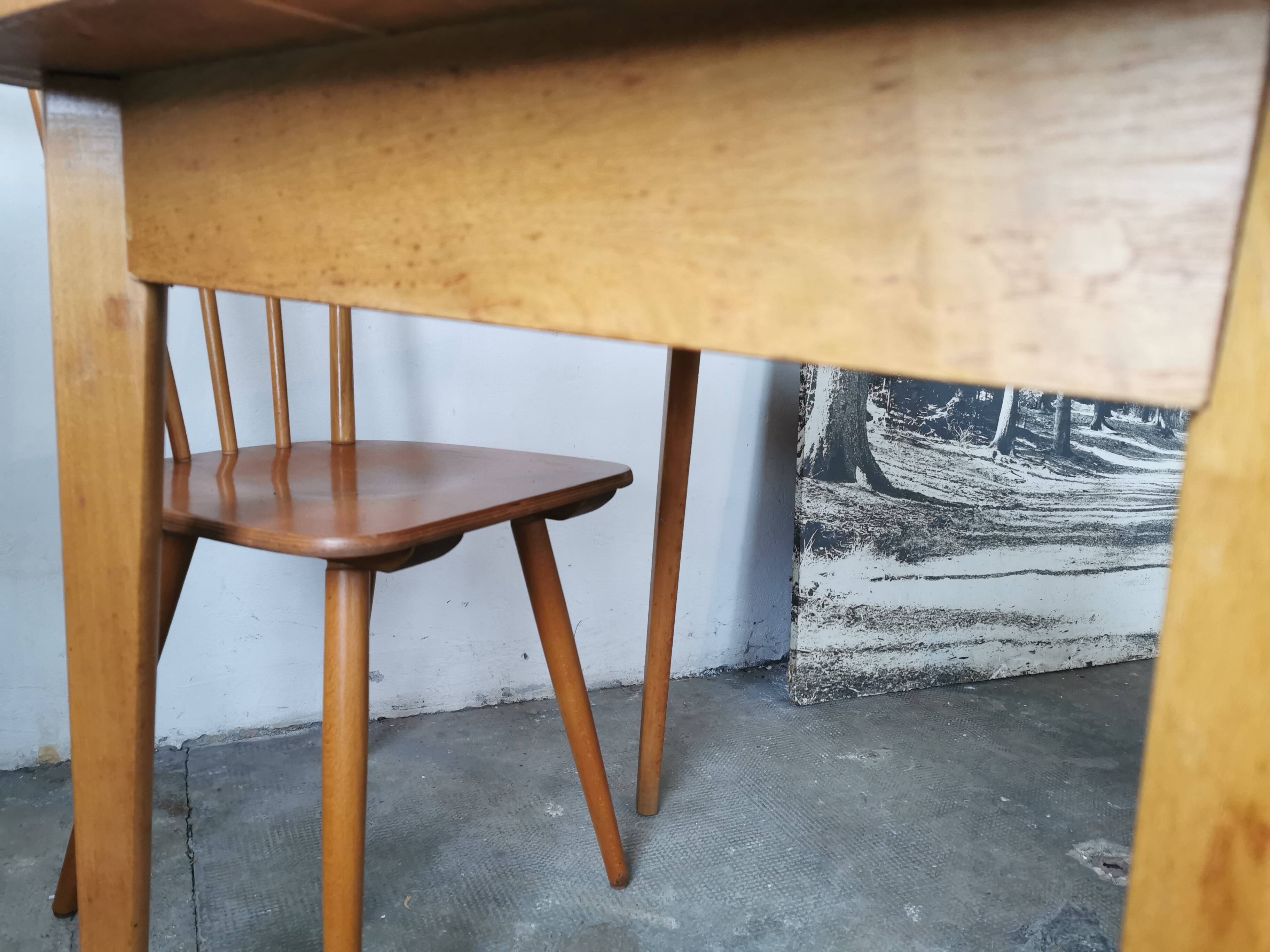 Square dining table, wood and formica, 1960s