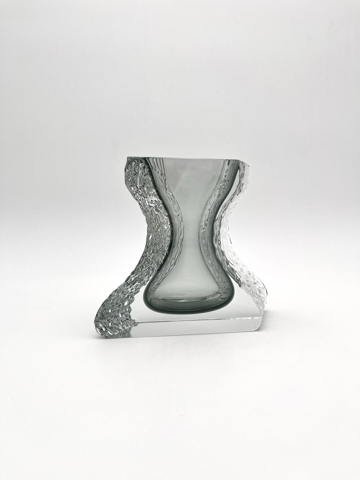 Vase Mandruzzato Murano Sommerso Fumé Texture Givrée Design 70s