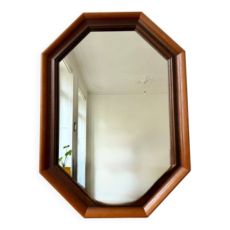 Octagonal wooden mirror