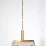Vintage chandelier from Malmö Metallvarufabrik and pressed glass from Orrefors 1970s
