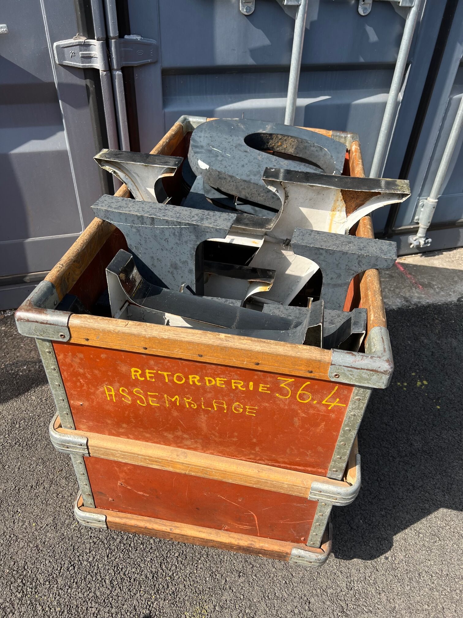 Letter u in galvanized metal