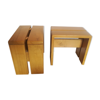 Pair of stools Les Arcs by Charlotte Perriand circa 1970