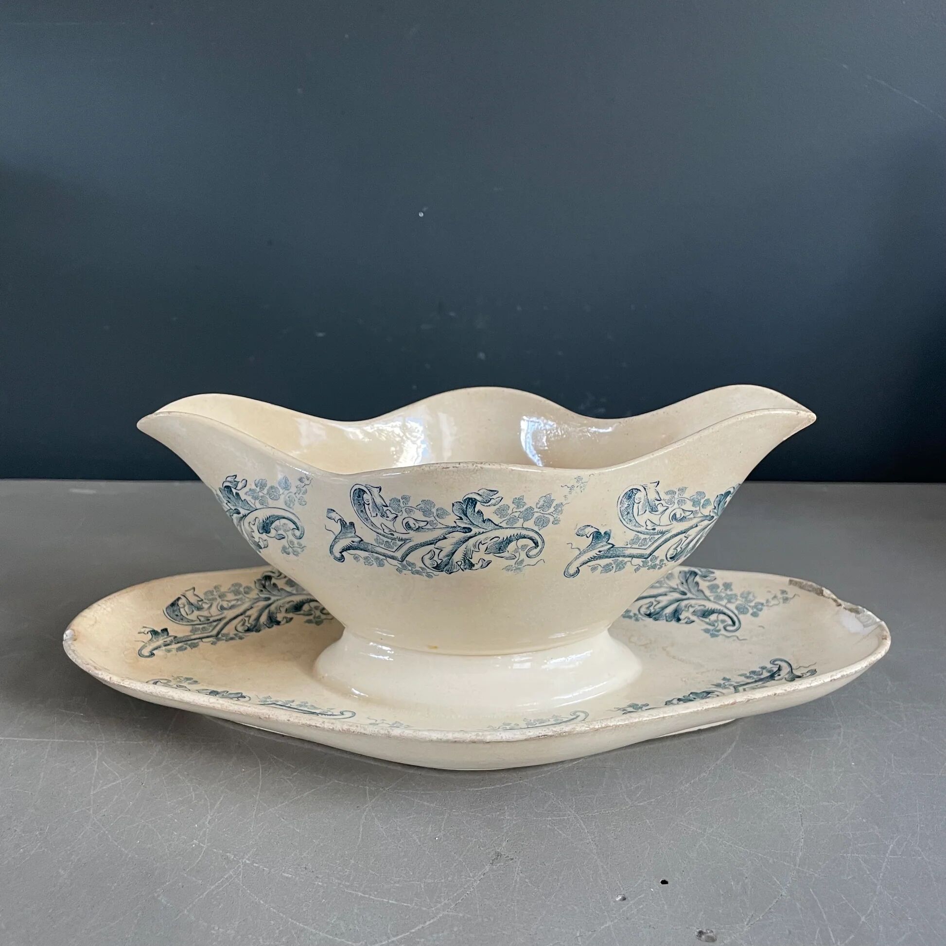 Ironstone sauce boat Longwy Russian model - Ref 939