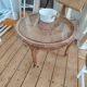 Vintage coffee table from the 1960s – Rattan top with a sunburst pattern