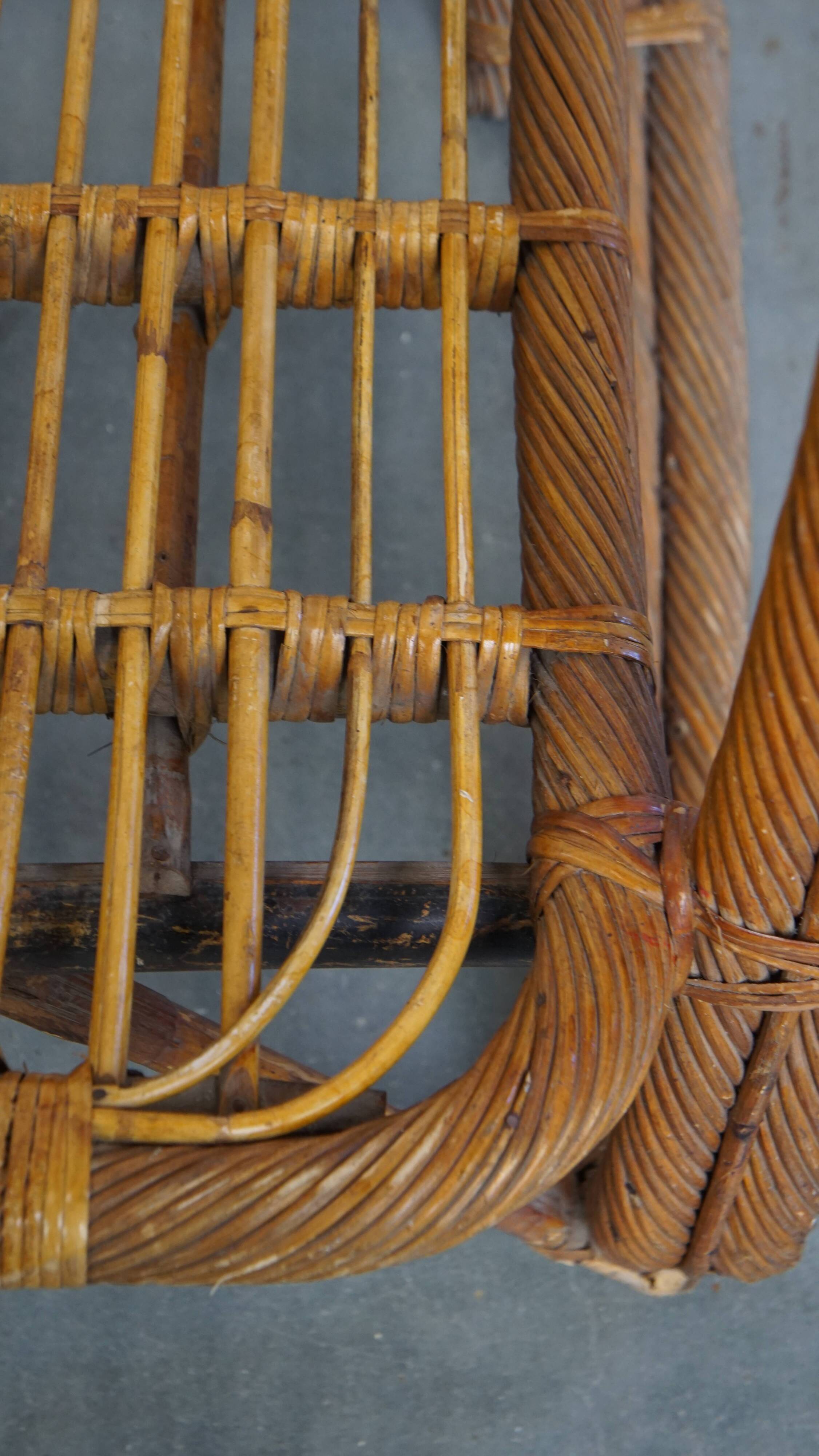 French Rattan Vintage Design Armchair from the 1950s