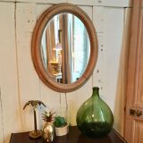 Oval wood mirror natural 73x57cm