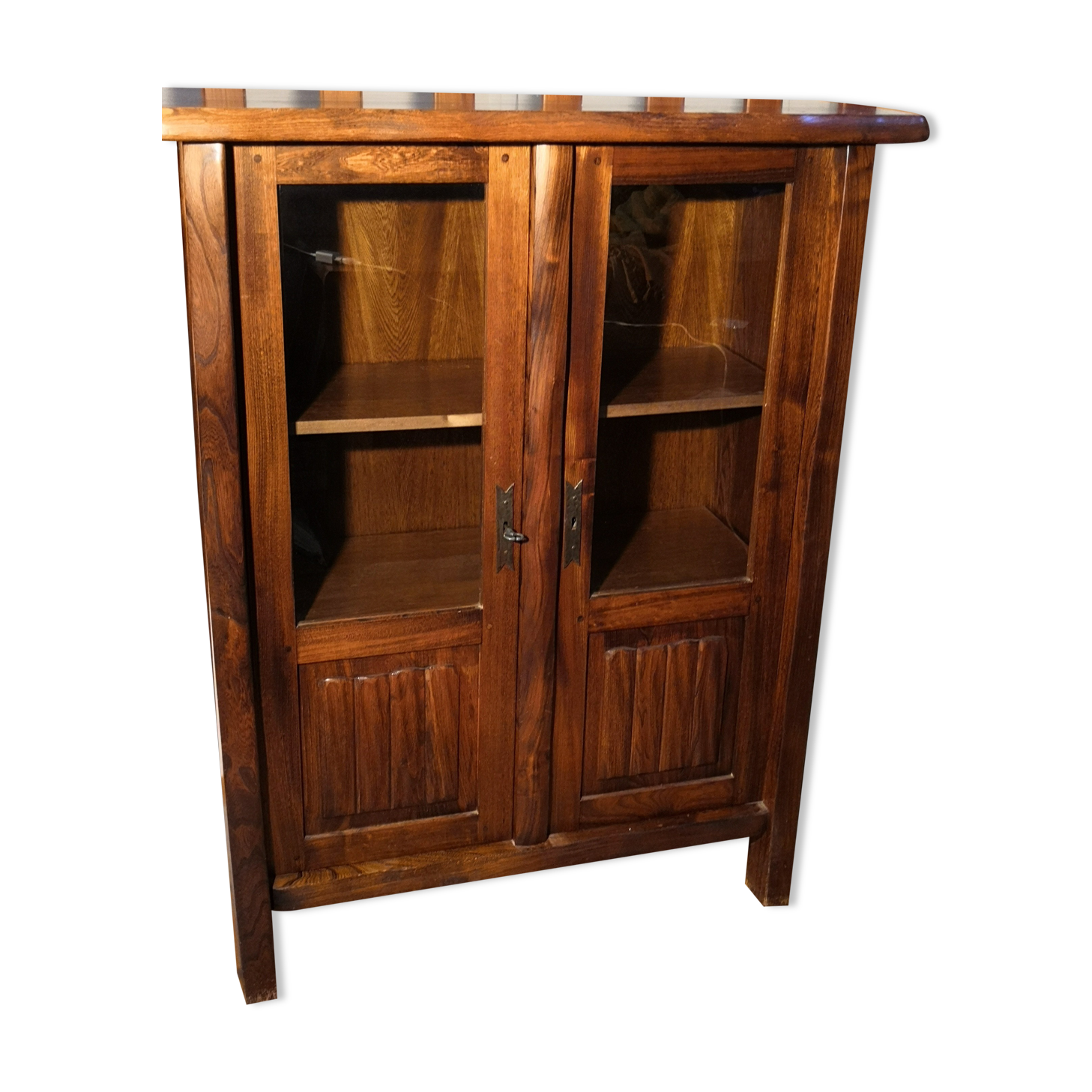 Bibliothèque orme massif vintage aranjou années 50