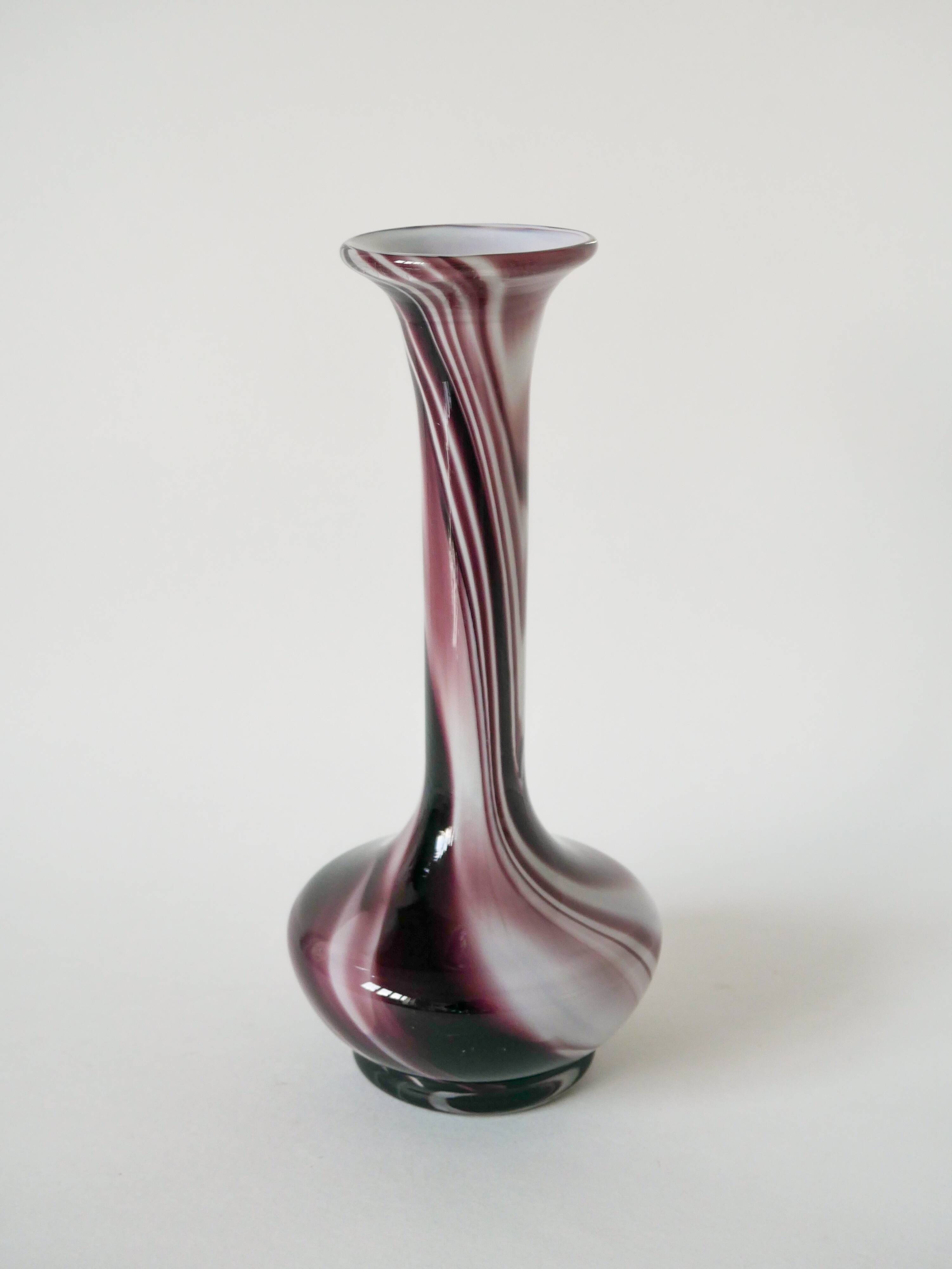 large vase in purple and white opaline Murano style 1960