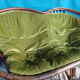 Vintage rattan bench 70s