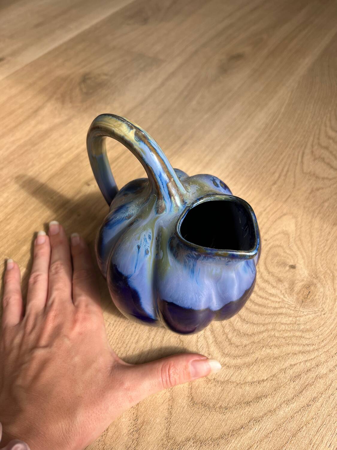 Alphonse blue ceramic sheep water pitcher