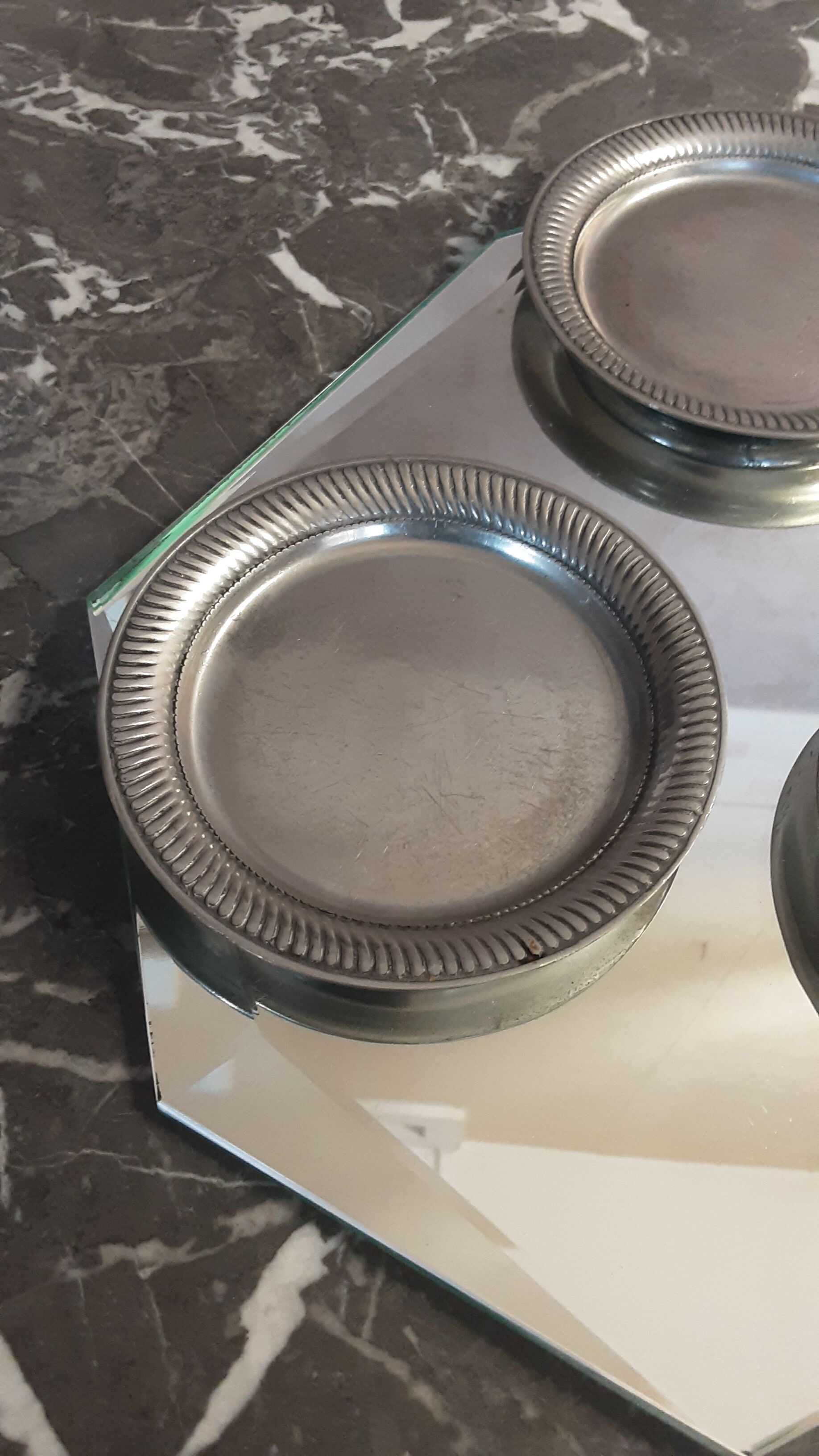 Set of 4 tin glass tops - Rose Tin