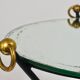 French mid-century mirror side table, Jacques Adnet style, brass, 1950s.