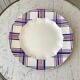 Round dish HBCM Creil & Montereau model Scots blue pink years 40-50