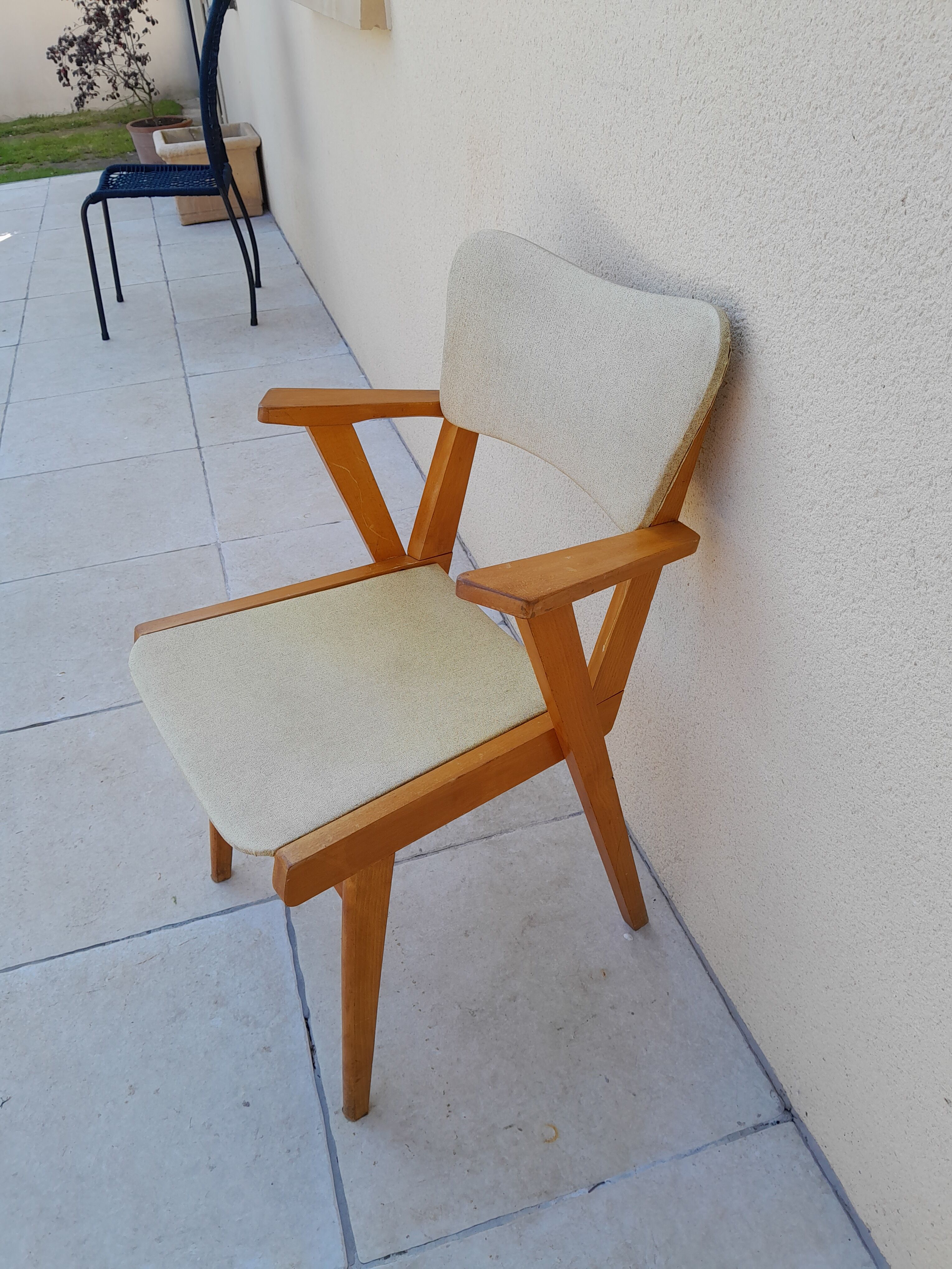 Vintage yellow club armchair year 50 60