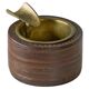 Vintage leather and patinated brass ashtray, 1960s, mid-century design.